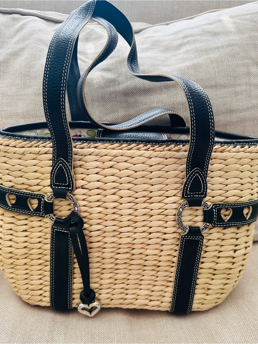 Brighton 🖤 Woven Straw With Italian Leather Western Motif- Vintage/Retired